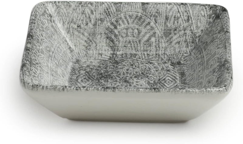 EDESSA Ginko Square Deep Bowl - 12cm - Versatile Porcelain Ceramic Serving Bowl - Image 1